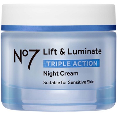 No7 Lift & Luminate Triple Action Night Cream for Dark Spots, Wrinkles