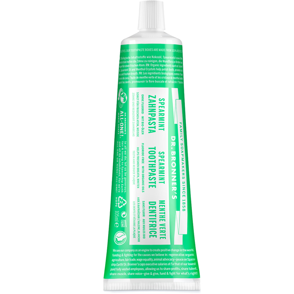 Toothpaste Spearmint, 140 g Dr Bronner’s Tannkrem Helse - Munnhygiene - Tannkrem