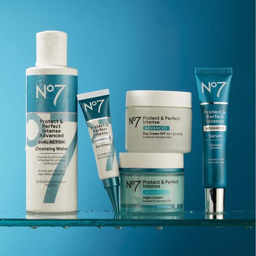 No7 Protect & Perfect Intense Advanced Dual Action Cleansing Water for Exfoliation, Luminosity