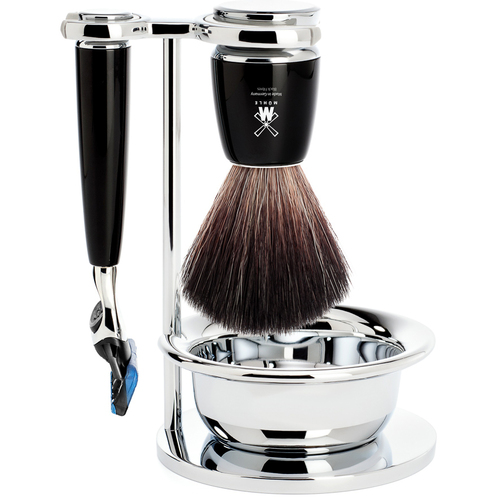 MÜHLE Rytmo Fusion Shave Set Synthetic Fibre, Resin Black With Bow