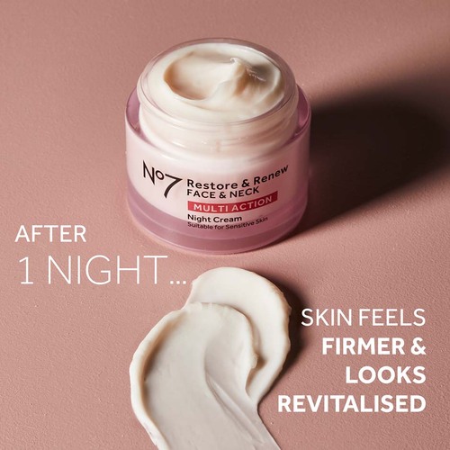 No7 Restore & Renew Multi Action Night Cream for Wrinkles, Firmness