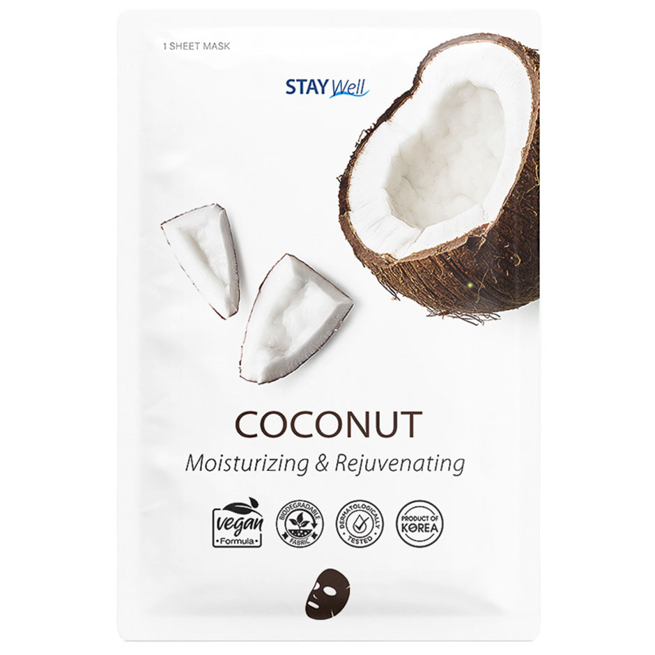 Vegan Sheet Mask Coconut, Stay Well Ansiktsmaske Hudpleie - Ansiktspleie - Ansiktsmaske
