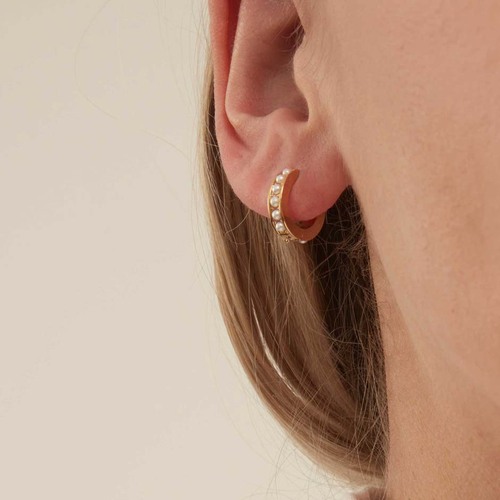 Orelia Pearl Huggie Hoops Earrings