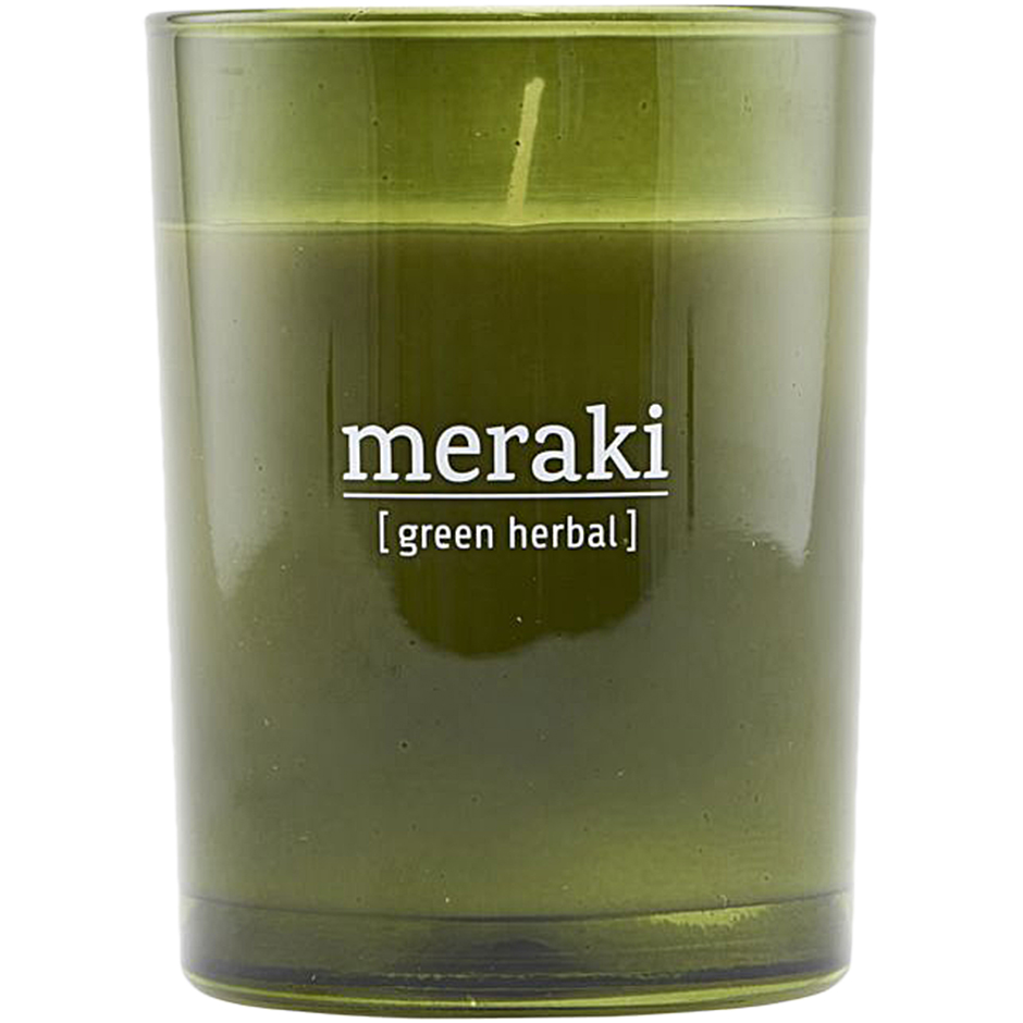 Green Herbal Scented Candle, Meraki Duftlys