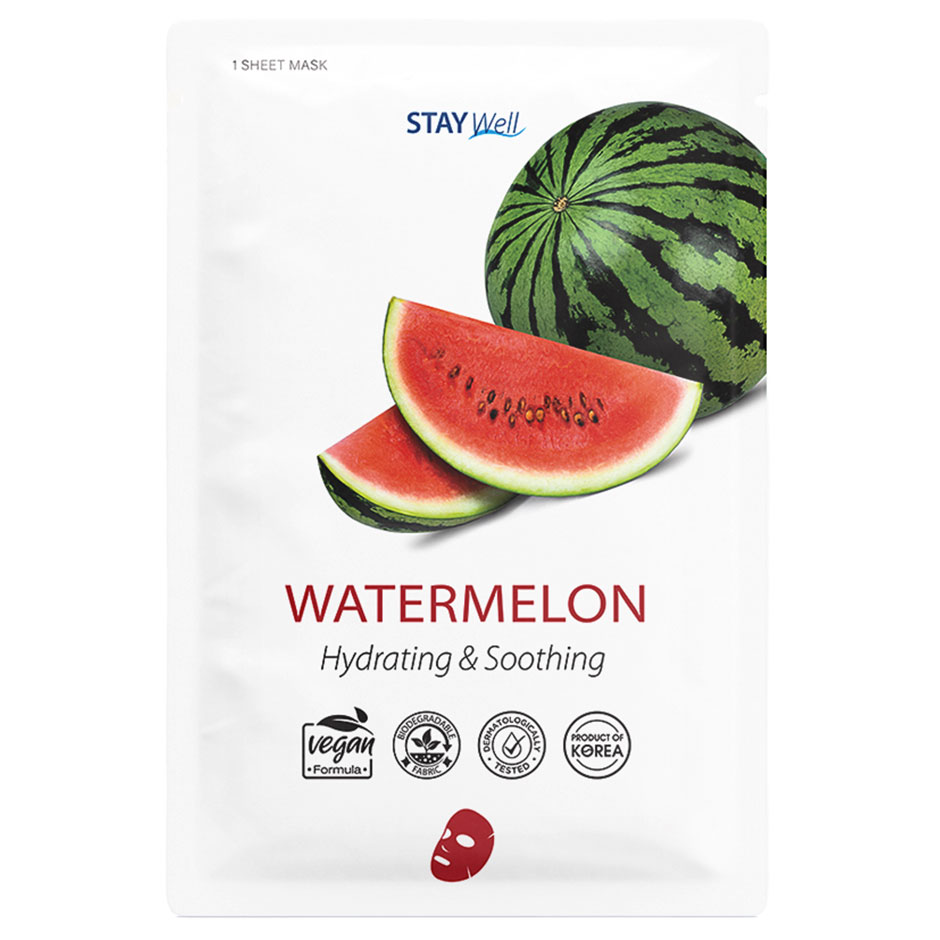 Vegan Sheet Mask Watermelon, Stay Well Ansiktsmaske Hudpleie - Ansiktspleie - Ansiktsmaske