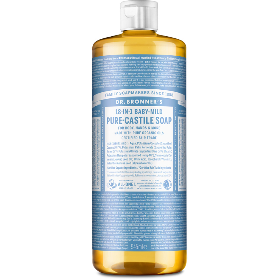 Pure Castile Liquid Soap Baby-Mild (unscented), 945 ml Dr Bronner’s Håndsåpe Hudpleie - Kroppspleie - Hender & Føtter - Håndsåpe