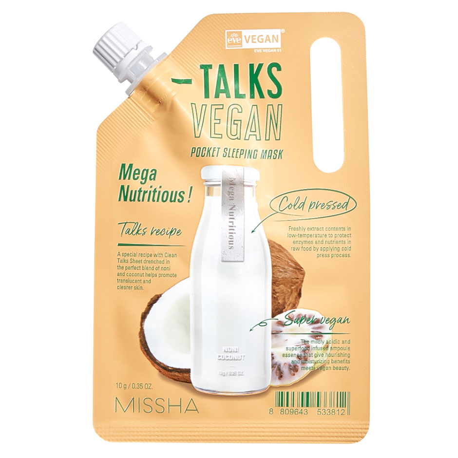 Talks Vegan Squeeze Pocket Sleeping Mask [Mega Nutritious], 10 g MISSHA Ansiktsmaske Hudpleie - Ansiktspleie - Ansiktsmaske