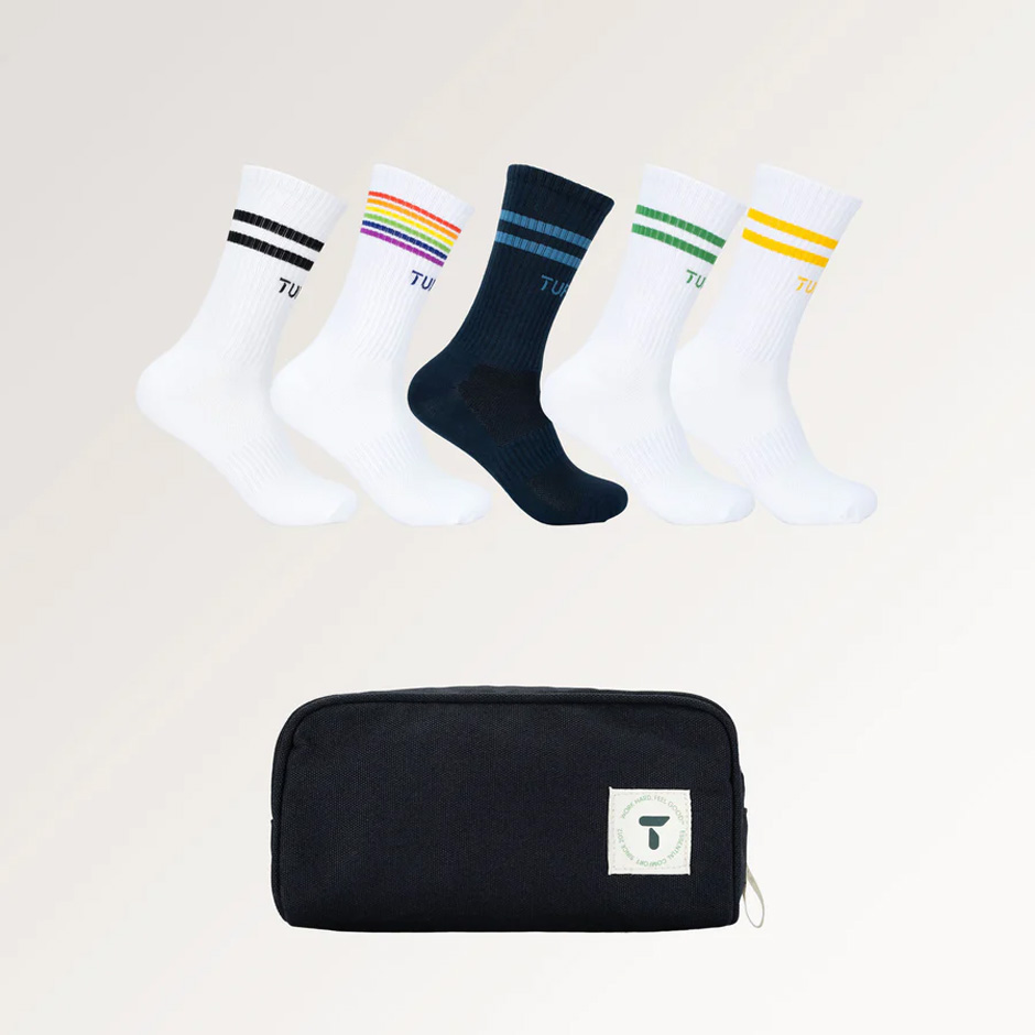Ribbed Crew Socks 5-pack With Stripes, Tufte Sokker