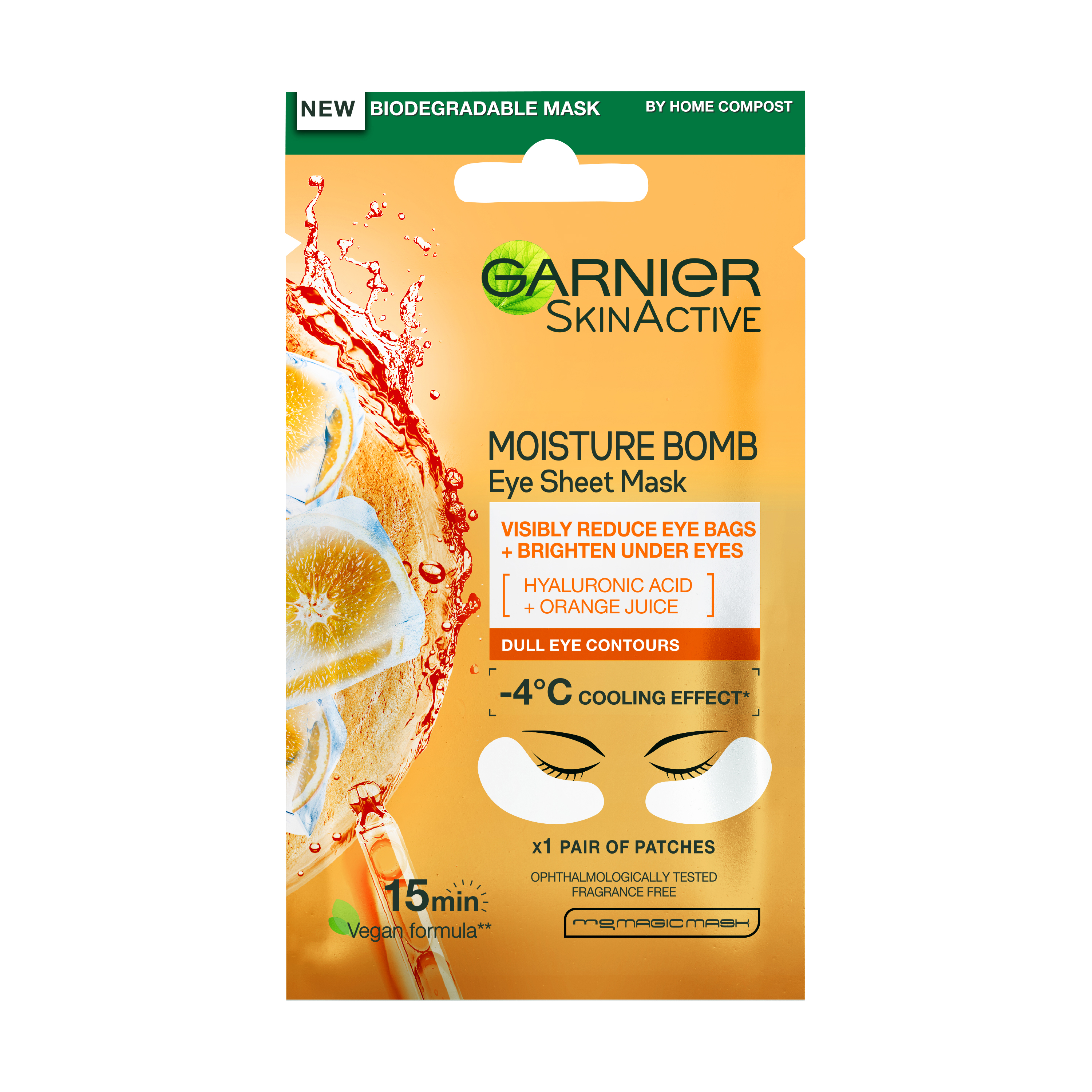 Skin Active Eye Tissue Mask Orange, Garnier Sheet Masks Hudpleie - Ansiktspleie - Ansiktsmaske - Sheet Masks