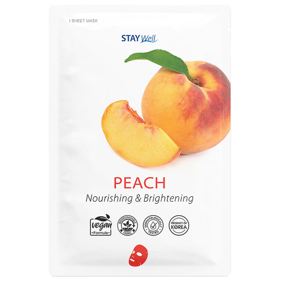 Vegan Sheet Mask Peach, Stay Well Ansiktsmaske Hudpleie - Ansiktspleie - Ansiktsmaske