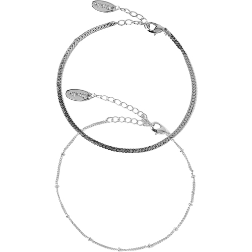 Orelia Satellite and Flat Curb Chain Bracelet Silver