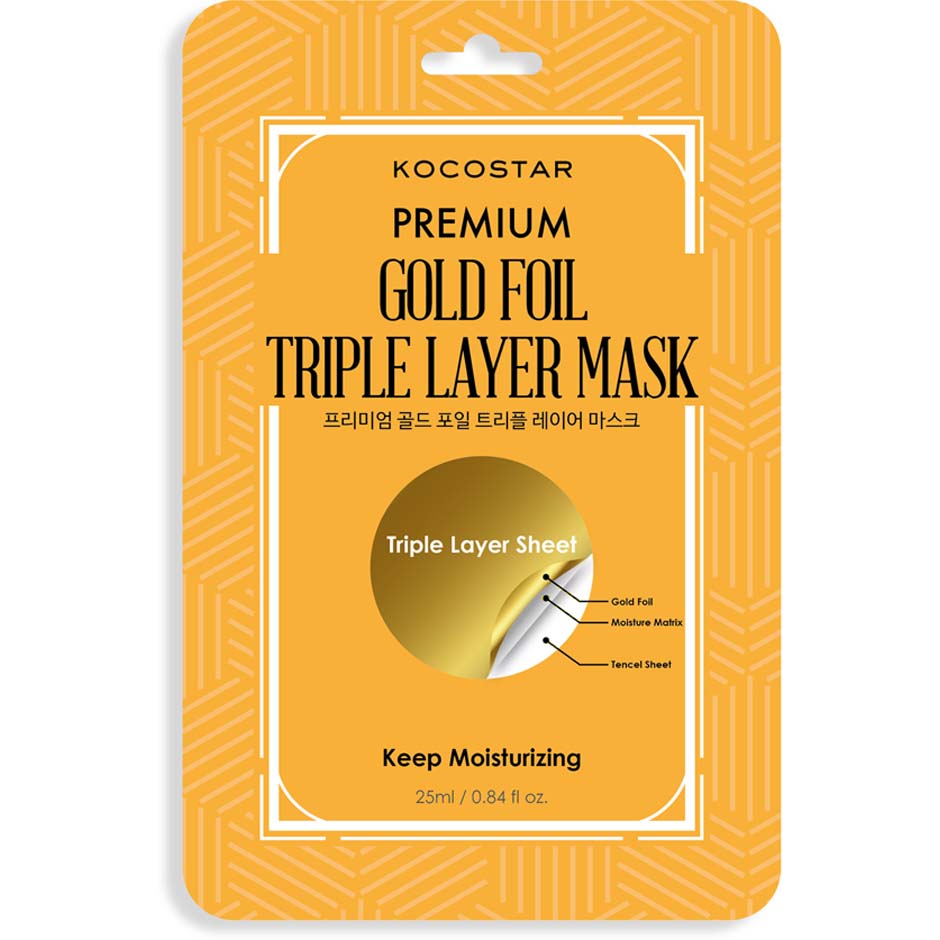 Premium Gold Foil Triple Layer Mask, 34 g Kocostar Sheet Masks Hudpleie - Ansiktspleie - Ansiktsmaske - Sheet Masks