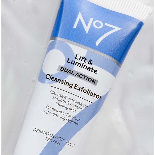 No7 Lift & Luminate Dual Action Cleansing Exfoliator for Refreshed Skin, Luminosity