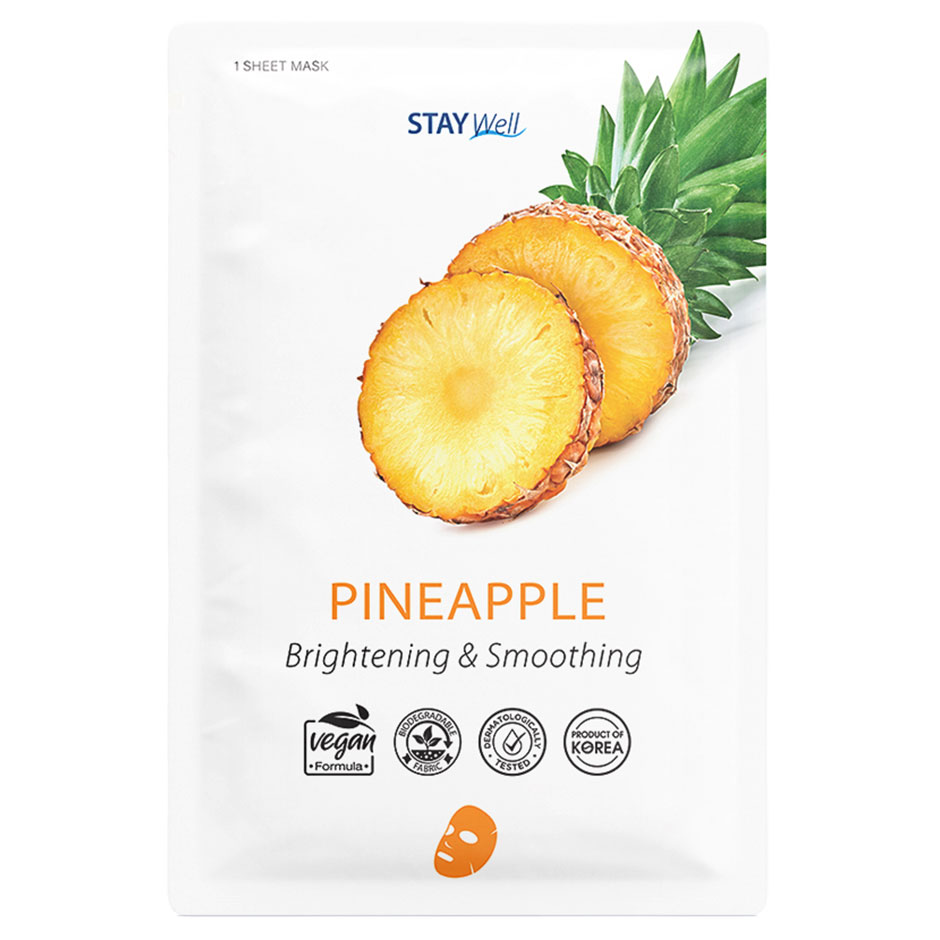 Vegan Sheet Mask Pineapple, Stay Well Ansiktsmaske Hudpleie - Ansiktspleie - Ansiktsmaske