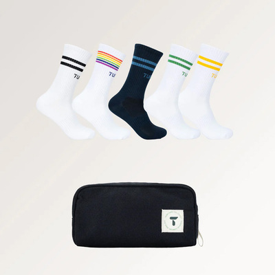 Tufte Ribbed Crew Socks 5-pack With Stripes