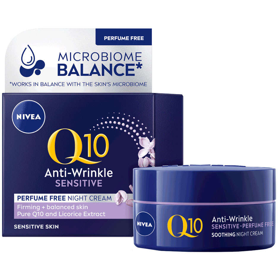 Q10 Plus Power Anti-Wrinkle Sensitive Night, 50 ml Nivea Ansiktskrem Hudpleie - Ansiktspleie - Ansiktskrem