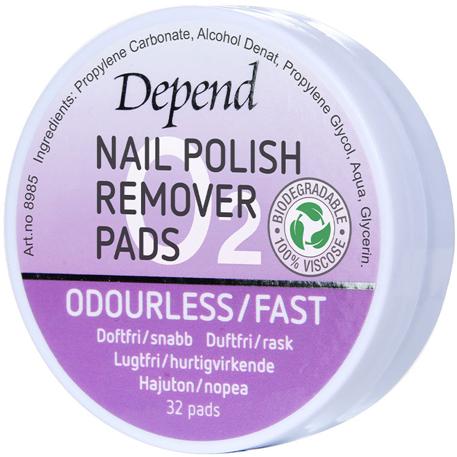 Depend O2 Nail Polish Remover Pads, Depend Neglelakkfjerner Sminke - Negler - Neglelakk - Neglelakkfjerner